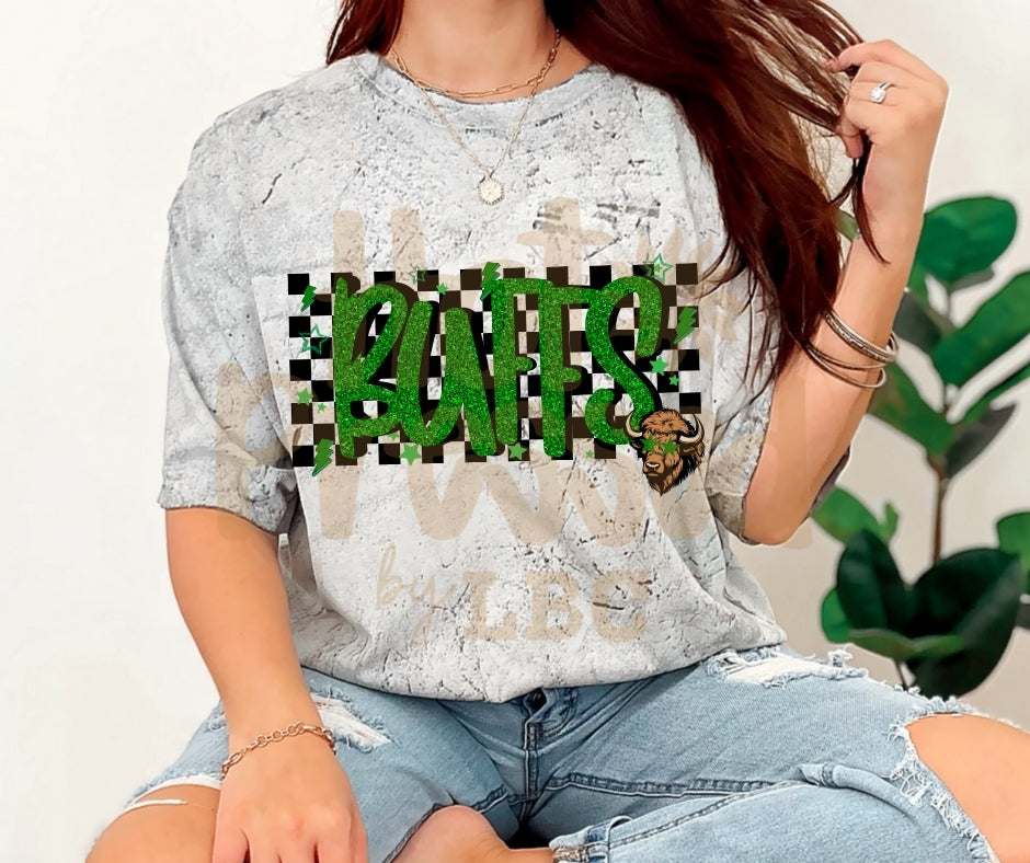 Sparkle Green Buffs Black Checkered
