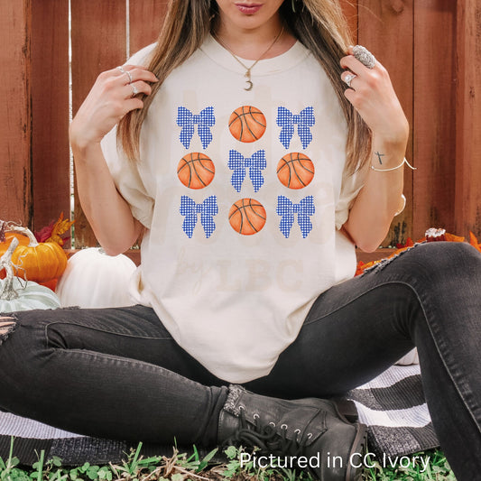 Basketball Blue Plaid Bows